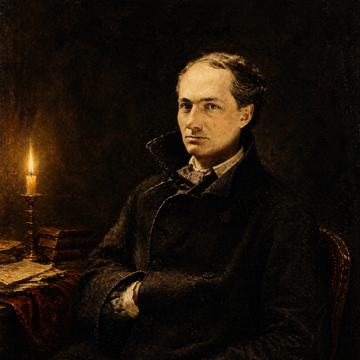 baudelaire photographie de nadar, 1855, retravaillé par ia